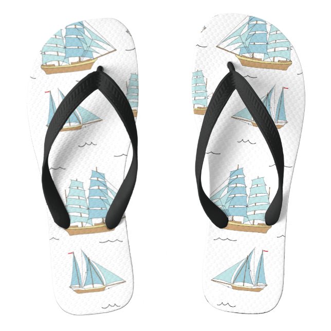 Summer Seatime Cute yachts with sail Flip Flops (Footbed)