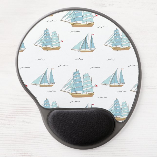 Summer Seatime Cute yachts with sail Gel Mouse Pad (Front)