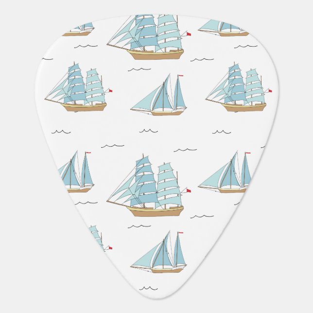 Summer Seatime Cute yachts with sail Guitar Pick (Front)