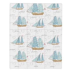 Summer Seatime Cute yachts with sail  Jigsaw Puzzle