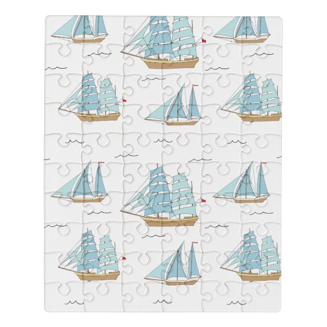 Summer Seatime Cute yachts with sail  Jigsaw Puzzle (Puzzle Vertical)