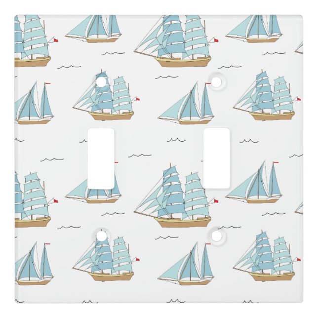 Summer Seatime Cute yachts with sail Light Switch Cover (Front)