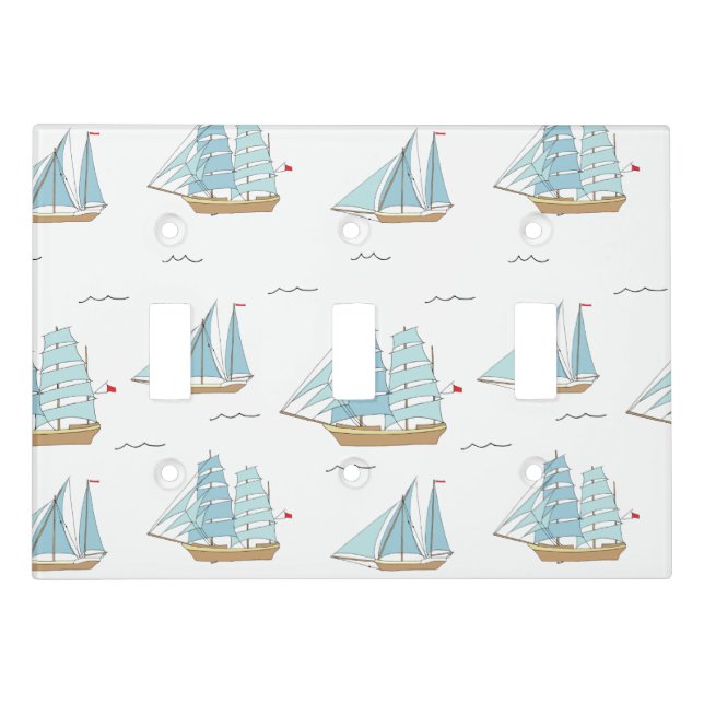 Summer Seatime Cute yachts with sail Light Switch Cover (Front)