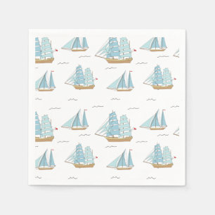 Summer Seatime Cute yachts with sail Napkins