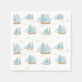 Summer Seatime Cute yachts with sail Napkins