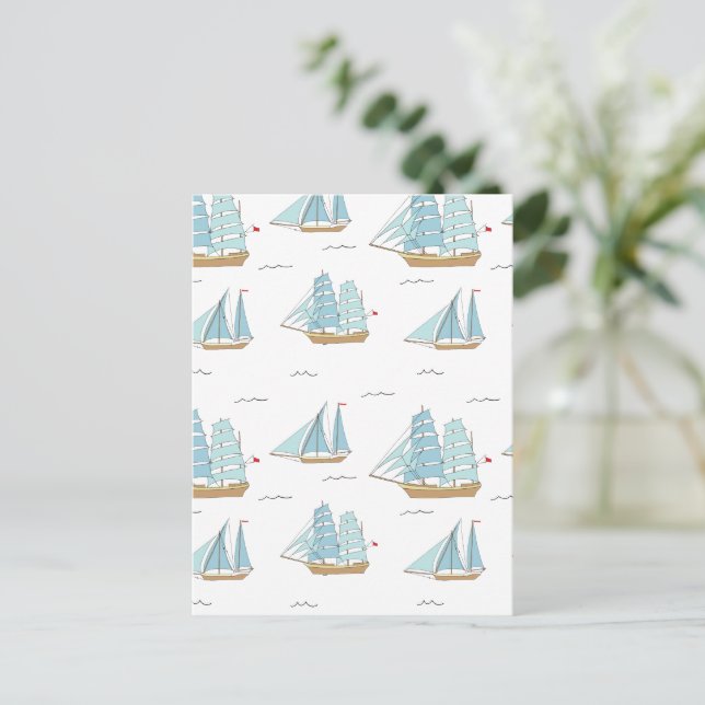 Summer Seatime Cute yachts with sail  Postcard (Standing Front)