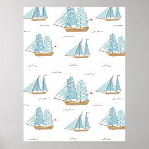 Summer Seatime Cute yachts with sail Poster