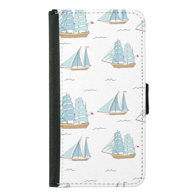 Summer Seatime Cute yachts with sail Samsung Galaxy Wallet Case (Front)