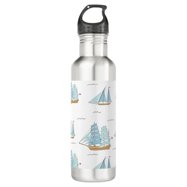 Summer Seatime Cute yachts with sail Stainless Steel Water Bottle (Front)