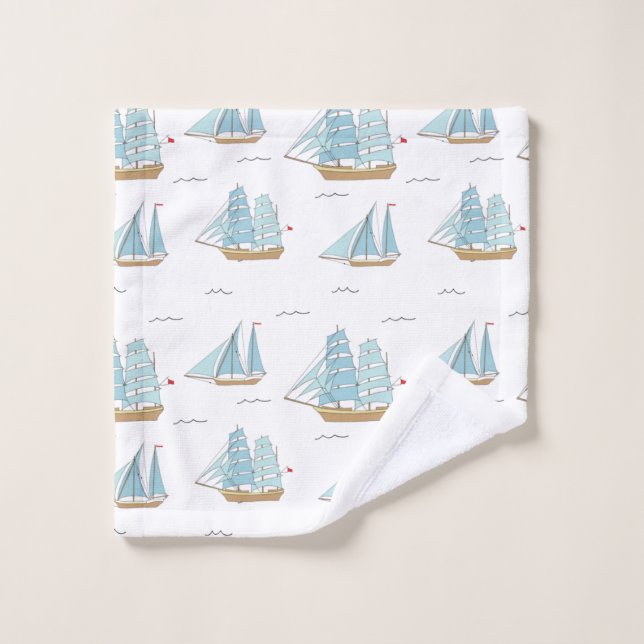 Summer Seatime Cute yachts with sail Wash Cloth (Wash Cloth)