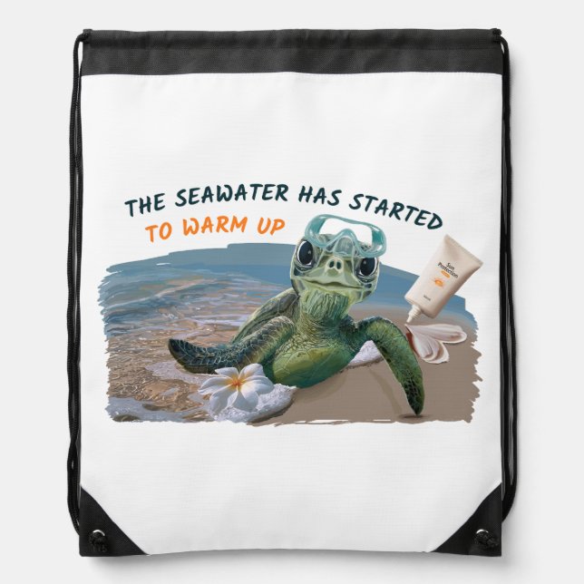 Summer seaturtle drawstring bag (Front)