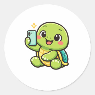 Summer Selfie Classic Round Sticker