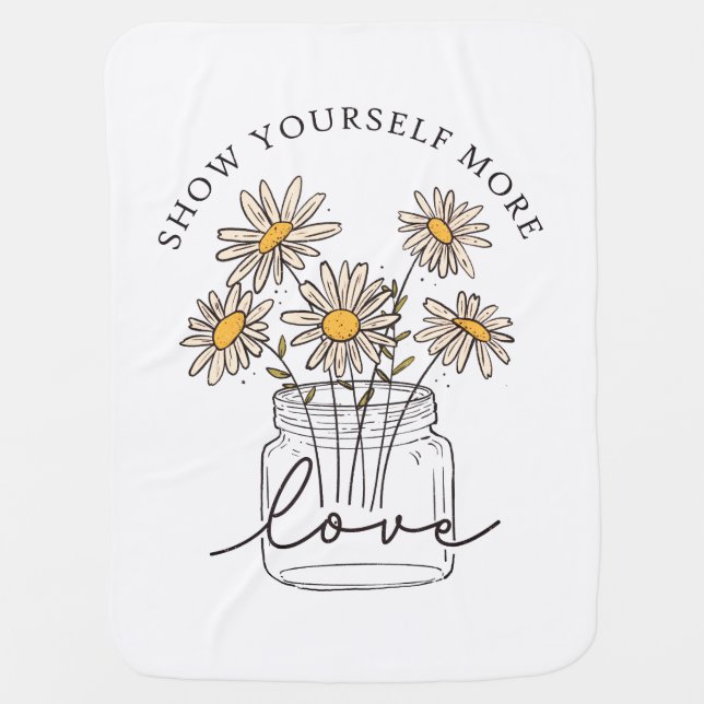 Summer Selflove Daisy Wildflower Baby Blanket (Front)