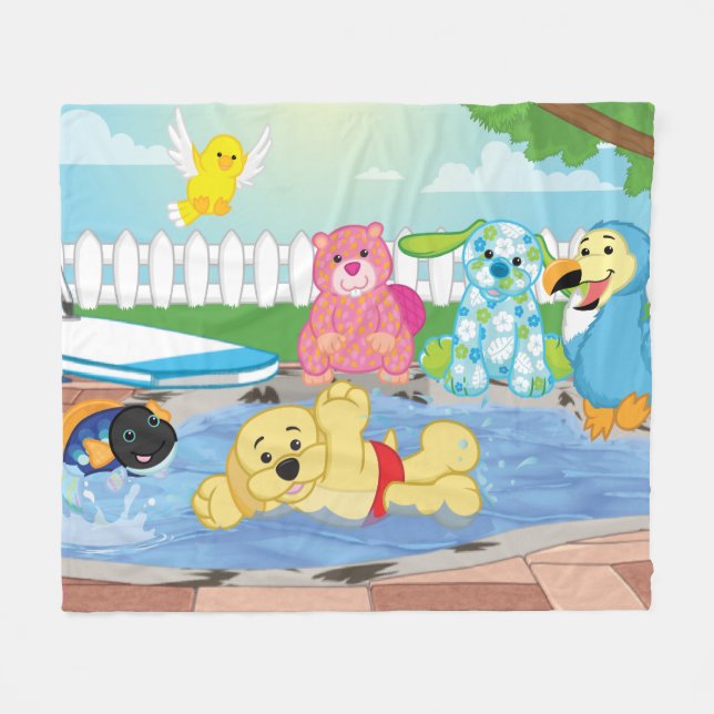 Summer Sensation Pool Fleece Blanket (Front (Horizontal))