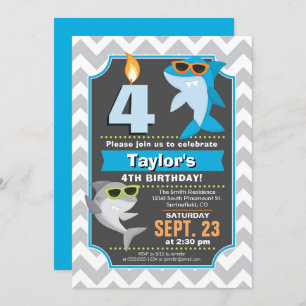 Summer Shark Birthday Invitation