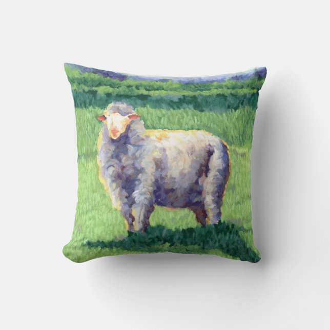 Summer Sheep Throw Pillow (Front)
