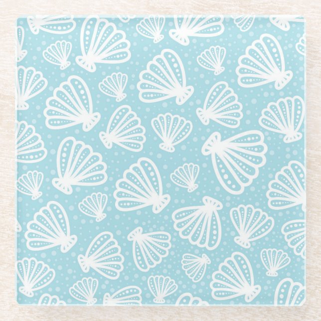 Summer Shell Pattern Glass Coaster (Front)