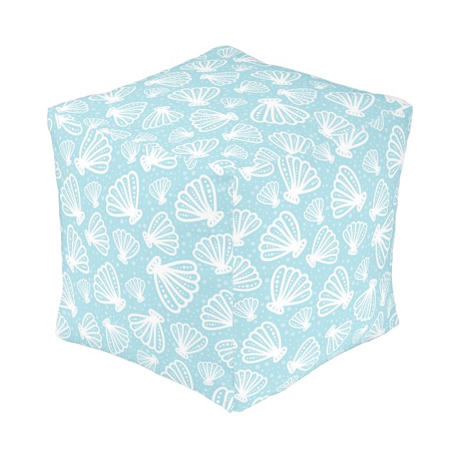Summer Shell Pattern Pouf (Angled Front)