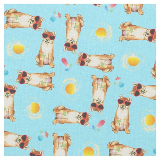 Summer Shiba Inu Fabric