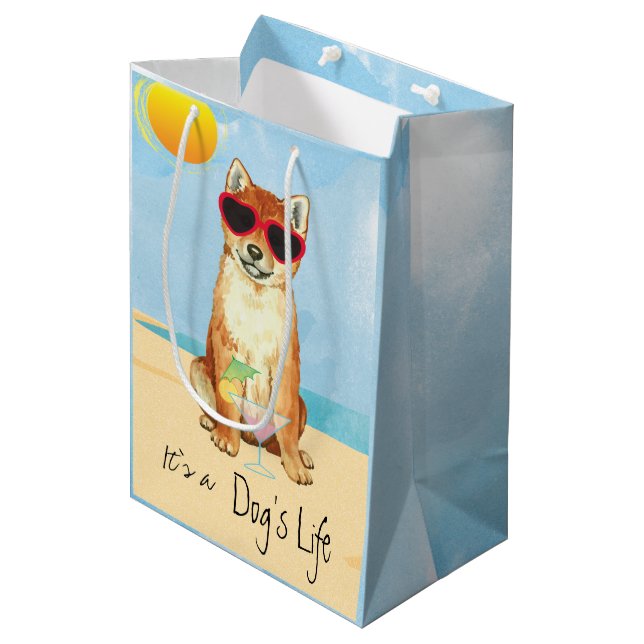 Summer Shiba Inu Medium Gift Bag (Front Angled)