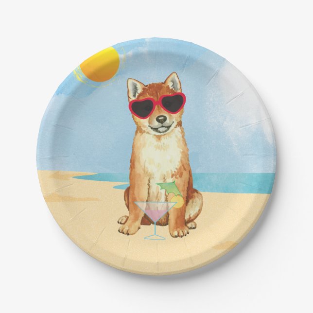 Summer Shiba Inu Paper Plates (Front)
