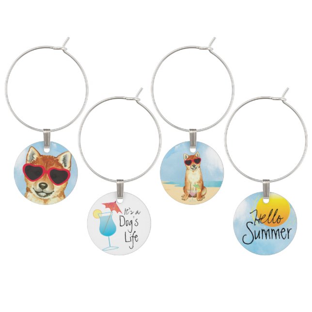 Summer Shiba Inu Wine Charm (Staggered)