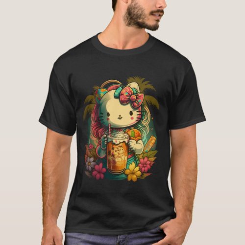Summer shirt with a cat image