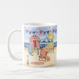 Summer Shore Beach Ocean Name Monogram Coffee Mug