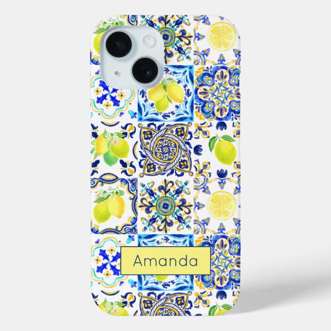 Summer Sicilian Amalfi Mediterranean majolica Case-Mate iPhone Case (Back)