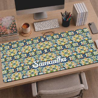 Summer Sicilian Blue Majolica Orange Citrus Desk Mat
