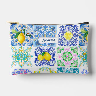 Summer Sicilian citrus Mediterranean azulejo Accessory Pouch