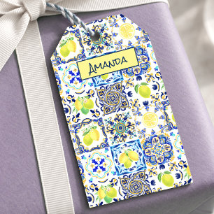 Summer Sicilian citrus Mediterranean majolica Gift Tags