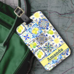 Summer Sicilian citrus Mediterranean majolica Luggage Tag<br><div class="desc">Summer Sicilian Amalfi Mediterranean majolica Luggage Tag. Beautiful An exquisite floral botanical citrus garden pattern inspired by the summer bright italian themed art of majolica Sicilian ceramic tiles in blue yellow colors. A fun style that is currently trending for home decor, clothes, mobile and Ipad cases, invitations and much more....</div>