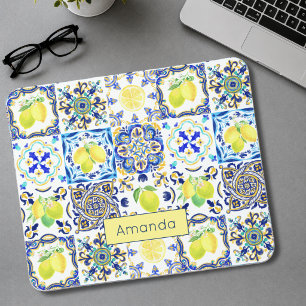 Summer Sicilian citrus Mediterranean majolica Mouse Pad