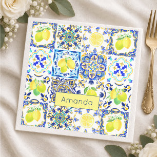 Summer Sicilian citrus Mediterranean majolica Napkins