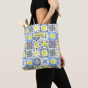 Summer Sicilian citrus Mediterranean majolica Tote Bag