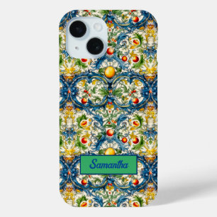 Summer, Sicilian Mediterranean oranges majolica iPhone 15 Case