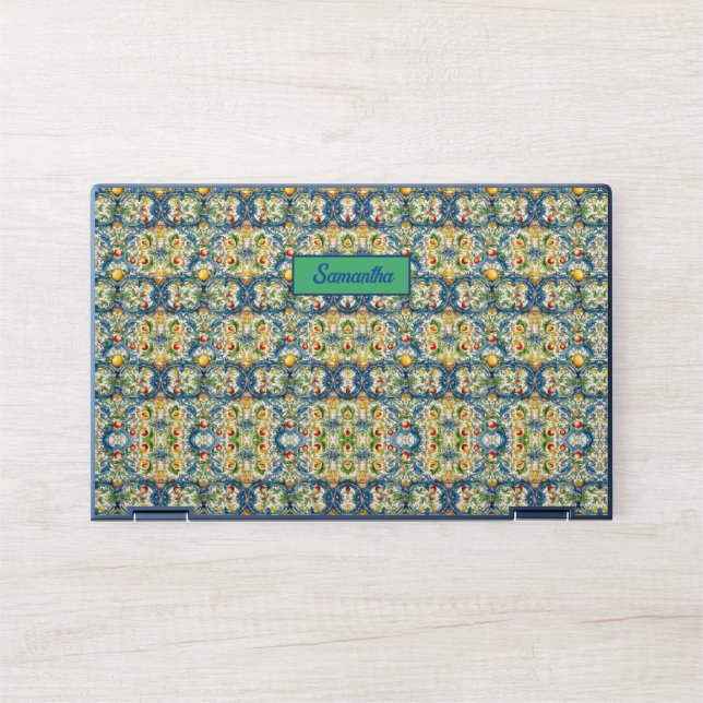 Summer, Sicilian Mediterranean oranges majolica HP Laptop Skin (Front)