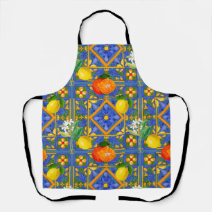 Summer ,Sicilian tiles ,citrus,oranges,majolica Apron