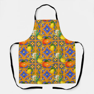 Summer ,Sicilian tiles ,citrus,oranges,majolica Apron