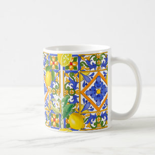 Summer ,Sicilian tiles ,citrus,oranges,majolica Coffee Mug