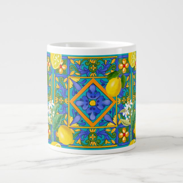 Summer ,Sicilian tiles ,citrus,oranges,majolica   Giant Coffee Mug (Front)