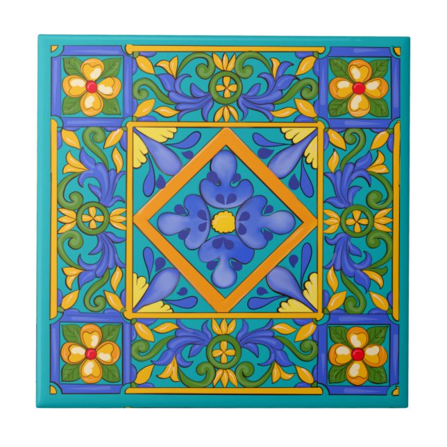 Summer ,Sicilian tiles ,majolica,Mediterranean   (Front)