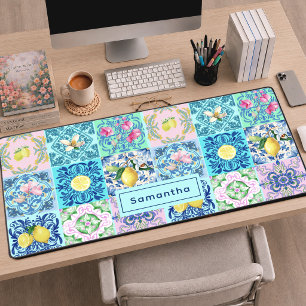 Summer Sicilian turquoise colorful azulejo Amalfi Desk Mat