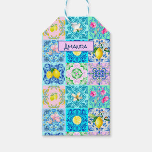 Summer Sicilian turquoise colorful azulejo Amalfi Gift Tags