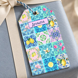 Summer Sicilian turquoise colorful azulejo Amalfi Gift Tags