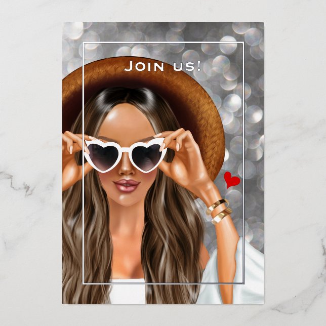 Summer Silver Faux Bokeh Bachelorette Party Foil Invitation (Front)