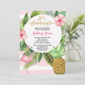 Summer sip and see, pink gold meet greet baby girl invitation (Standing Front)