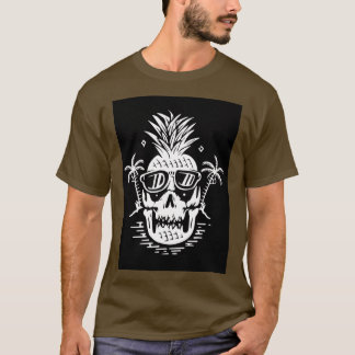 Summer skull line graphic illustration vector art T-Shirt