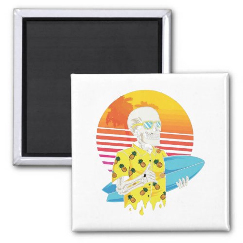 Summer Skull Surfing Magnet